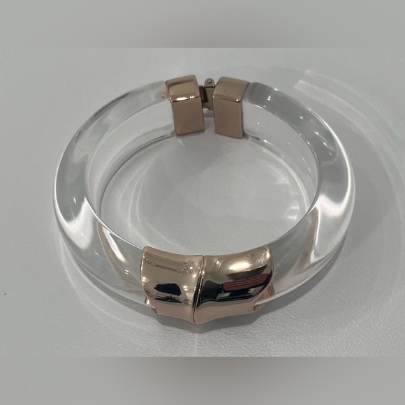 Clear Lucite and Rose Gold -Tone Bangle Bracelet, One Size - Picture 5 of 5
